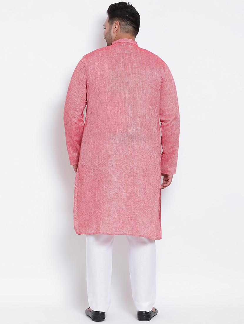 red solid kurta pyjama ethnic wear set - 17975845 - Zoom Image - 3