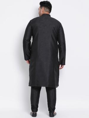black solid kurta pyjama ethnic wear set - 17975853 - Standard Image - 3