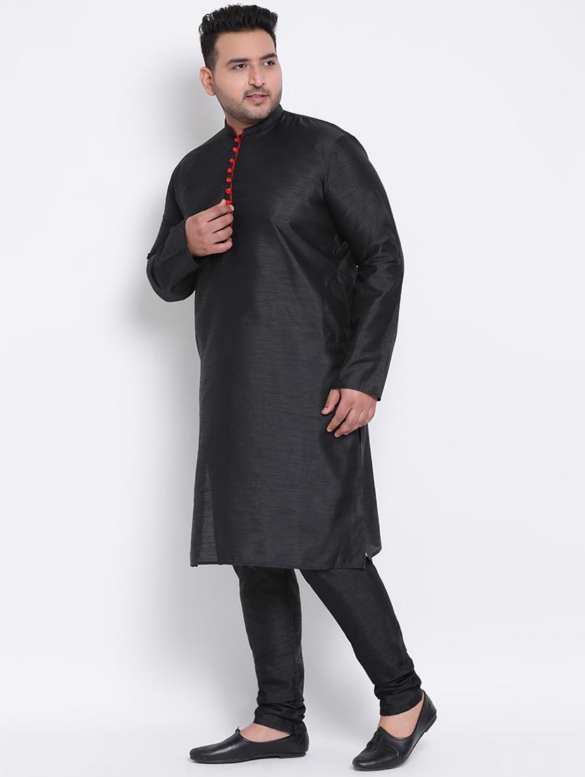 black solid kurta pyjama ethnic wear set - 17975853 - Zoom Image - 2