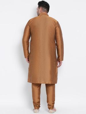 brown solid kurta pyjama ethnic wear set - 17975855 - Standard Image - 3