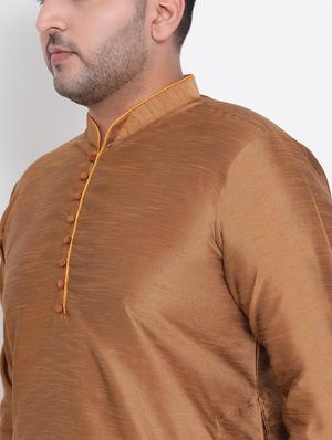 brown solid kurta pyjama ethnic wear set - 17975855 - Standard Image - 4