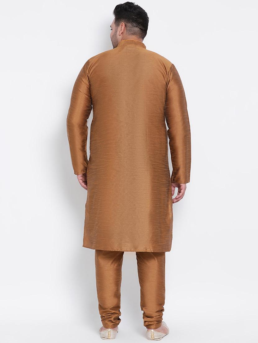 brown solid kurta pyjama ethnic wear set - 17975855 - Zoom Image - 3
