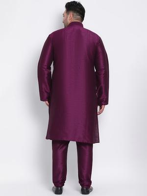 magenta solid kurta pyjama ethnic wear set - 17975857 - Standard Image - 3