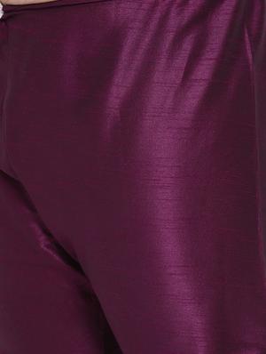 magenta solid kurta pyjama ethnic wear set - 17975857 - Standard Image - 4