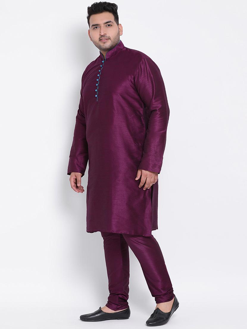 magenta solid kurta pyjama ethnic wear set - 17975857 - Zoom Image - 2