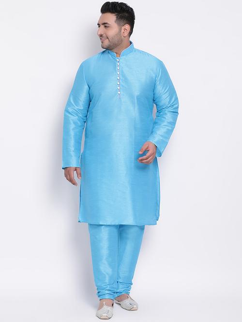 turquoise blue solid kurta pyjama ethnic wear set - 17975859 - Standard Image - 1