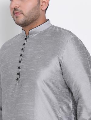 grey solid kurta pyjama ethnic wear set - 17975861 - Standard Image - 5