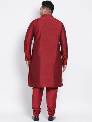 maroon solid kurta pyjama ethnic wear set - 17975863 - Standard Image - 3