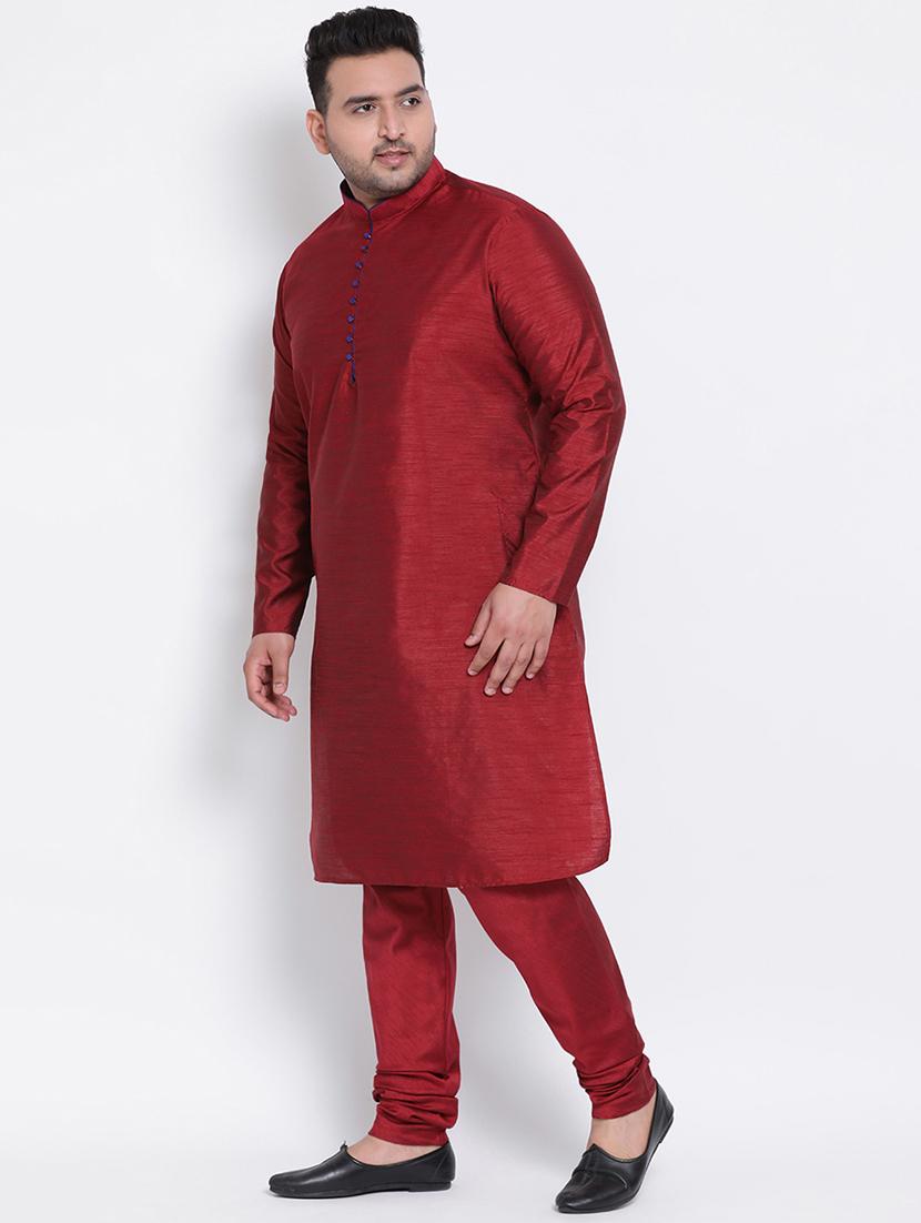 maroon solid kurta pyjama ethnic wear set - 17975863 - Zoom Image - 2