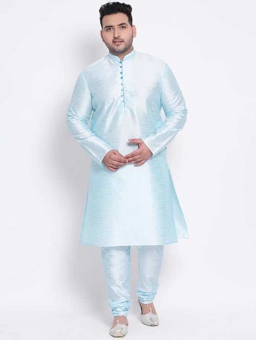 light blue solid kurta pyjama ethnic wear set - 17975873 - Standard Image - 1