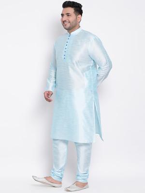 light blue solid kurta pyjama ethnic wear set - 17975873 - Standard Image - 2