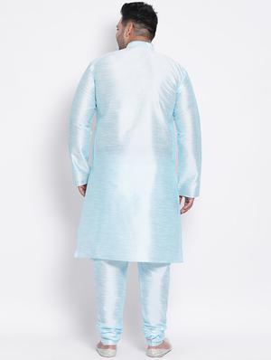 light blue solid kurta pyjama ethnic wear set - 17975873 - Standard Image - 3
