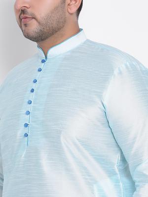 light blue solid kurta pyjama ethnic wear set - 17975873 - Standard Image - 5