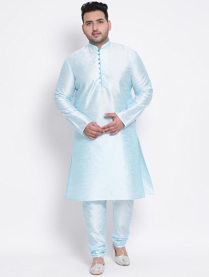 light blue solid kurta pyjama ethnic wear set - 17975873 - Zoom Image - 1