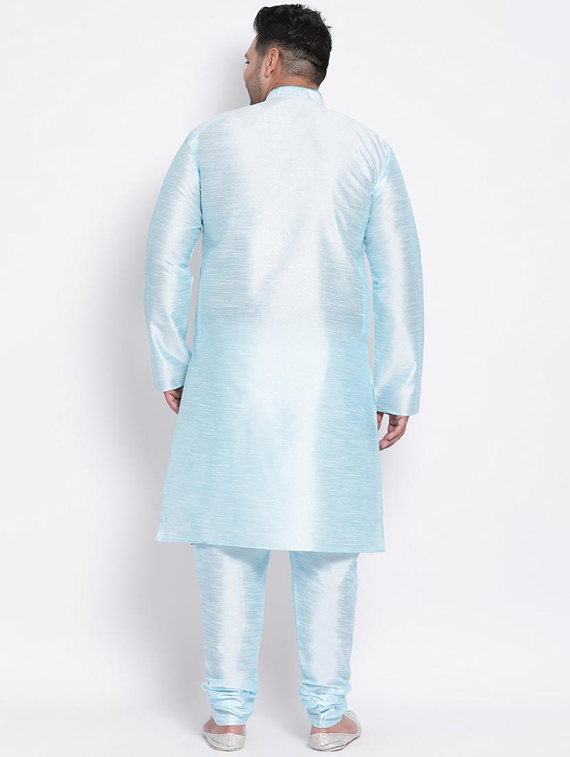 light blue solid kurta pyjama ethnic wear set - 17975873 - Zoom Image - 3