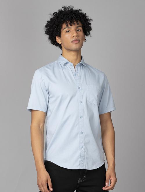 blue solid casual shirt - 17976051 - Standard Image - 1