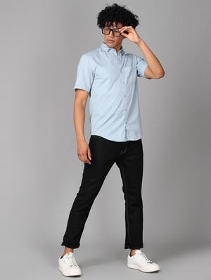 blue solid casual shirt - 17976051 - Standard Image - 4