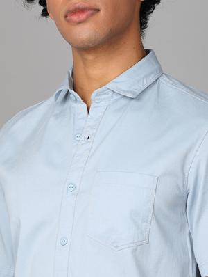 blue solid casual shirt - 17976051 - Standard Image - 5