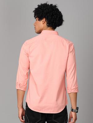 pink solid casual shirt - 17976061 - Standard Image - 3