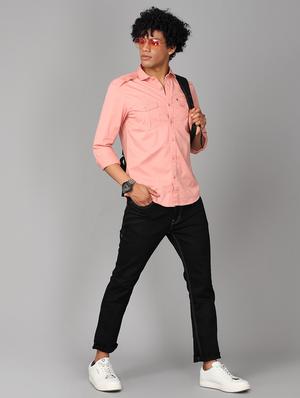 pink solid casual shirt - 17976061 - Standard Image - 4