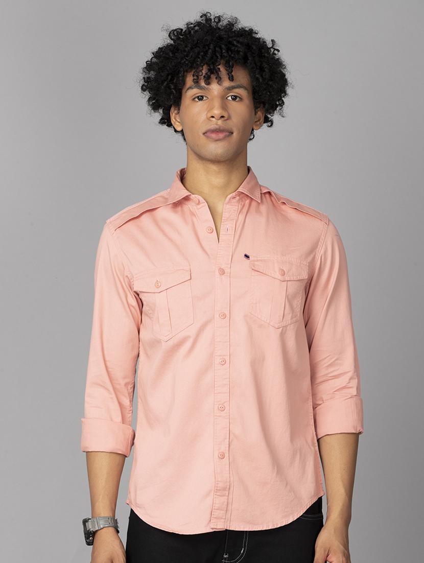pink solid casual shirt - 17976061 - Zoom Image - 1