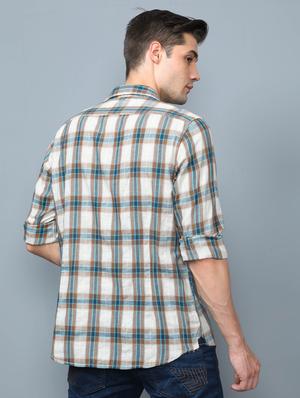 beige checkered casual shirt - 17976082 - Standard Image - 3