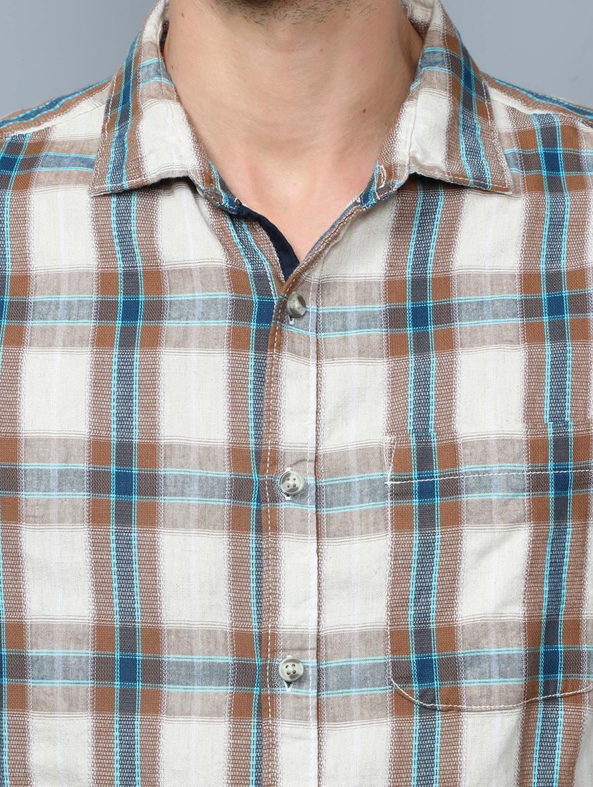 beige checkered casual shirt - 17976082 - Zoom Image - 5