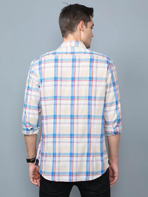 off white checkered casual shirt - 17976085 - Standard Image - 3