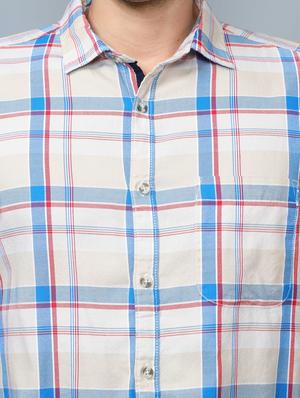off white checkered casual shirt - 17976085 - Standard Image - 5