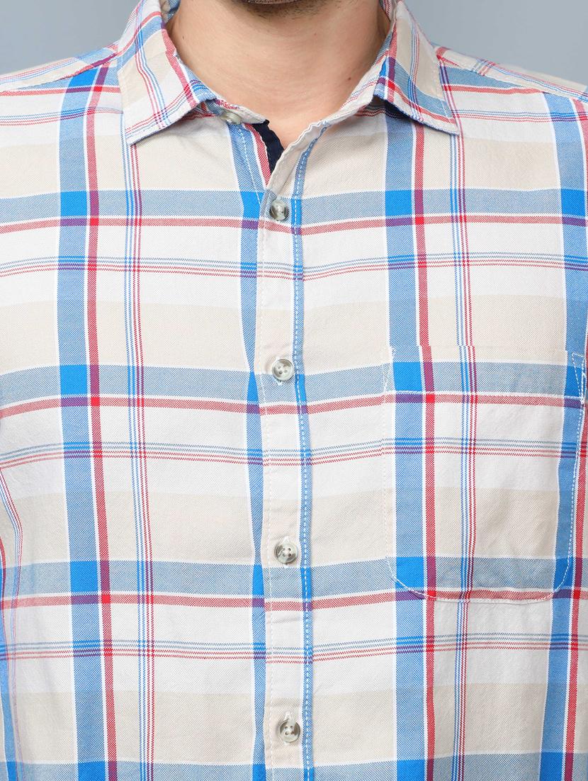 off white checkered casual shirt - 17976085 - Zoom Image - 5