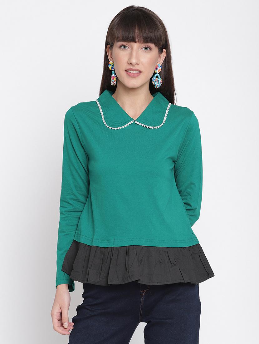 v-neck color block top - 17976104 - Zoom Image - 1