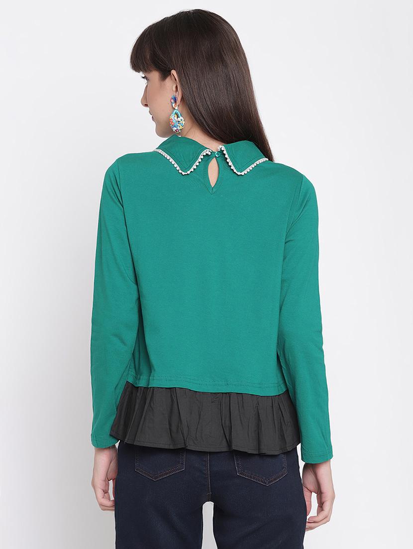 v-neck color block top - 17976104 - Zoom Image - 3