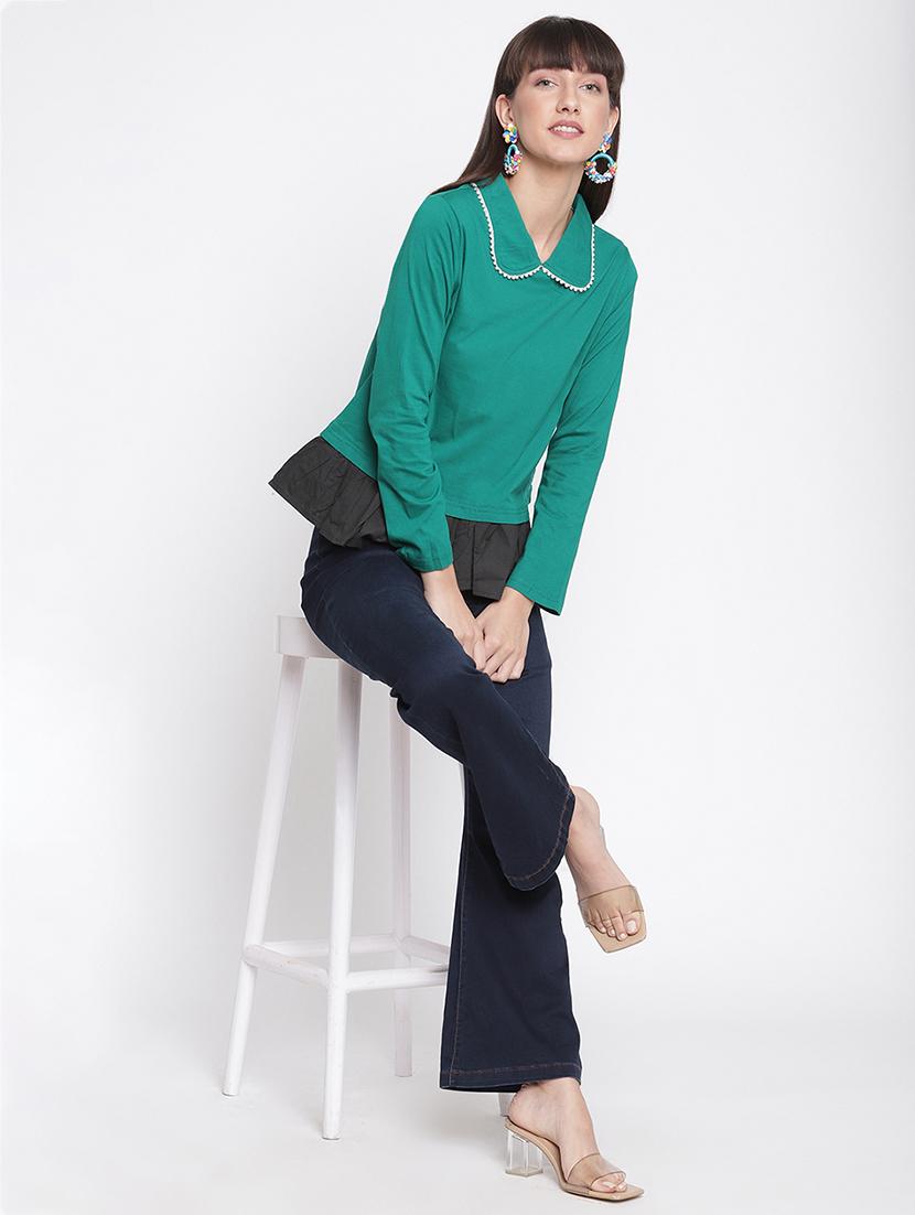 v-neck color block top - 17976104 - Zoom Image - 4