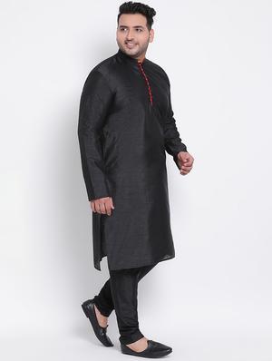 black solid kurta pyjama ethnic wear set - 17976448 - Standard Image - 2