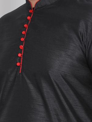 black solid kurta pyjama ethnic wear set - 17976448 - Standard Image - 4