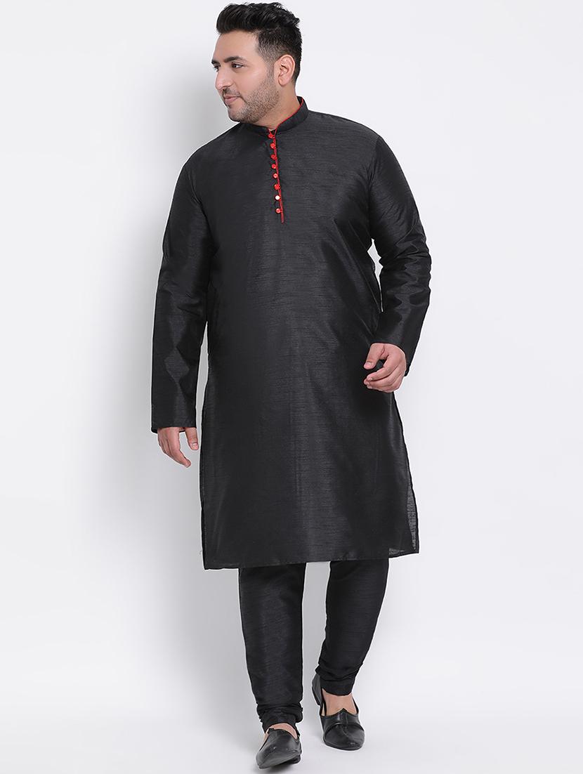 black solid kurta pyjama ethnic wear set - 17976448 - Zoom Image - 1