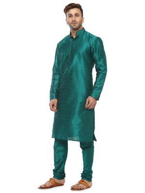 teal solid kurta pyjama ethnic wear set - 17976464 - Standard Image - 2
