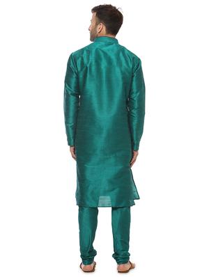 teal solid kurta pyjama ethnic wear set - 17976464 - Standard Image - 3