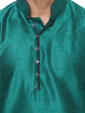 teal solid kurta pyjama ethnic wear set - 17976464 - Standard Image - 4