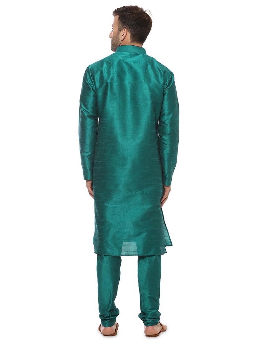 teal solid kurta pyjama ethnic wear set - 17976464 - Zoom Image - 3