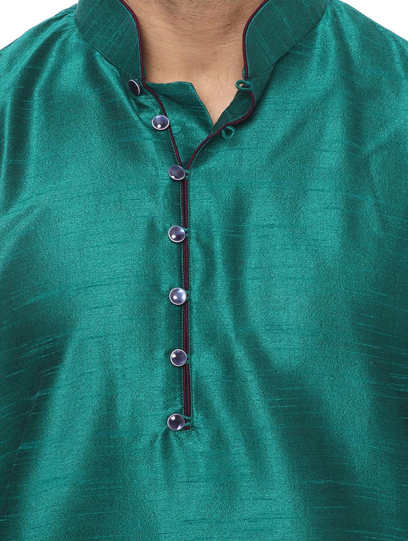 teal solid kurta pyjama ethnic wear set - 17976464 - Zoom Image - 4