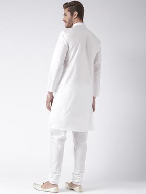 white solid kurta pyjama ethnic wear set - 17976465 - Standard Image - 3