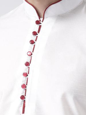 white solid kurta pyjama ethnic wear set - 17976465 - Standard Image - 4