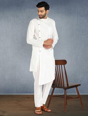 white solid long kurta - 17976509 - Standard Image - 3