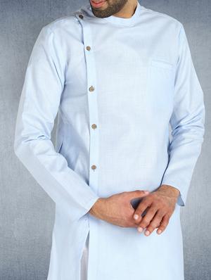 light blue solid asymmetric kurta - 17976513 - Standard Image - 5