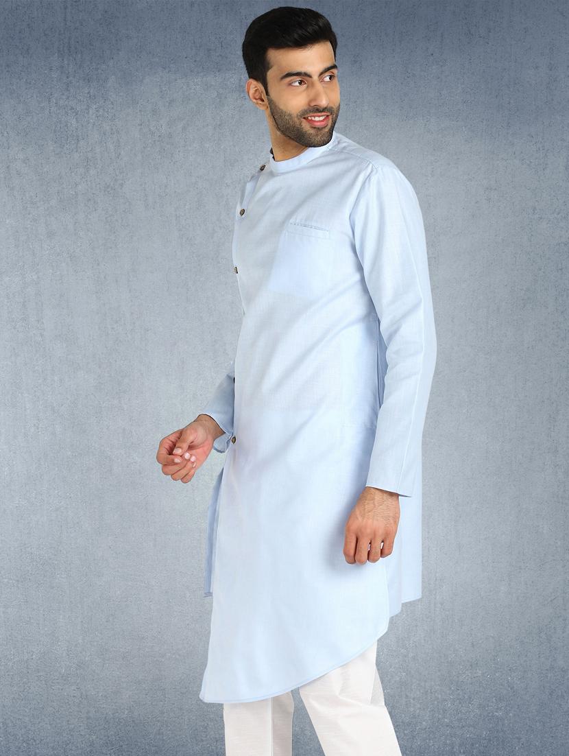 light blue solid asymmetric kurta - 17976513 - Zoom Image - 2