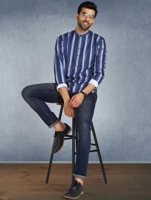 blue printed short kurta - 17976655 - Standard Image - 4