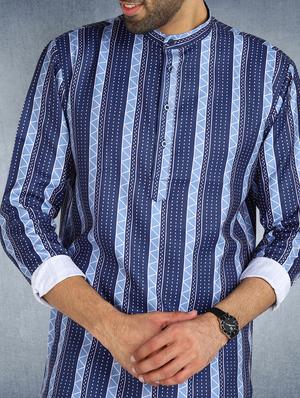 blue printed short kurta - 17976655 - Standard Image - 5