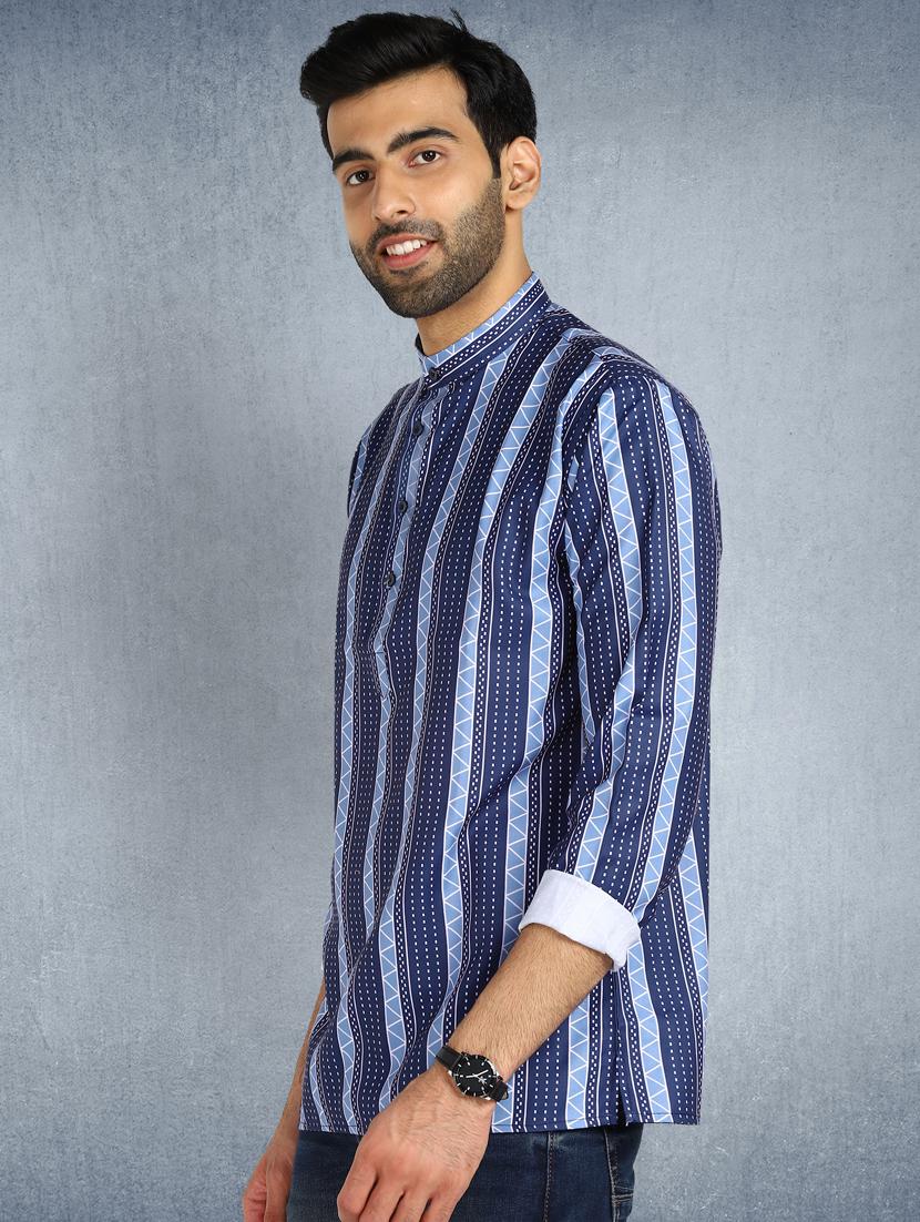 blue printed short kurta - 17976655 - Zoom Image - 2