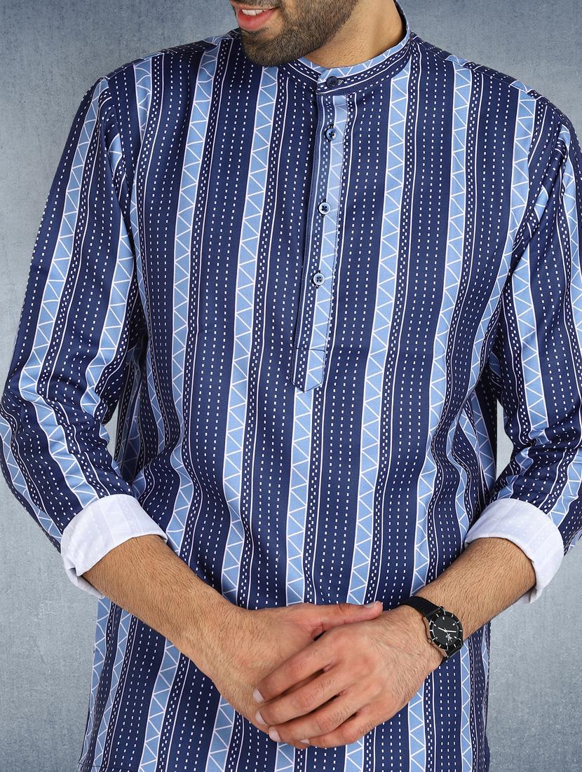 blue printed short kurta - 17976655 - Zoom Image - 5